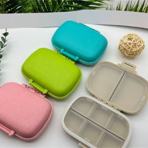 Caja de Almacenamiento Portátil con 8 Compartimentos Sellados, a Prueba de Humedad, Organizador de Pastillas de Paja de Trigo - Product Image 2