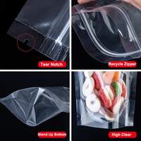 Pochette Alimentaire Ziplock Transparente Verticale Réutilisable à Fond Plat, Emballage Plastique Refermable Transparent Avec Fermeture Éclair Pour Snacks et Fruits Secs