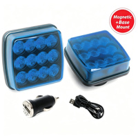 Luz de Advertencia Magnética de Alta Calidad con 12 LED Rojos Recargables, Baliza Estroboscópica con Cargador para Auto y Puerto Tipo-C para Camiones y Remolques