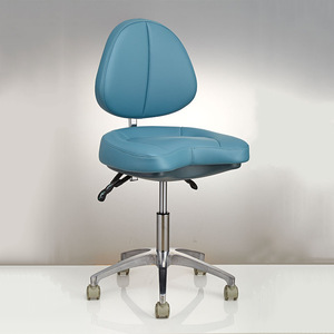 Taburete para Consultorio Dental, Altura Ajustable, Asiento Azul con Reposapiés para Uso Médico - Product Image 5