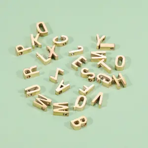 S1197 우아한 미니 작은 금도금 스테인레스 스틸 알파벳 편지 초기 매력 비즈 펜던트 목걸이 만들기