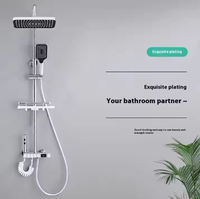 Ensemble de douche de luxe léger en alliage de zinc avec affichage numérique, 4 fonctions, thermostatique haut de gamme, éclairage d'ambiance et buse à pression accrue