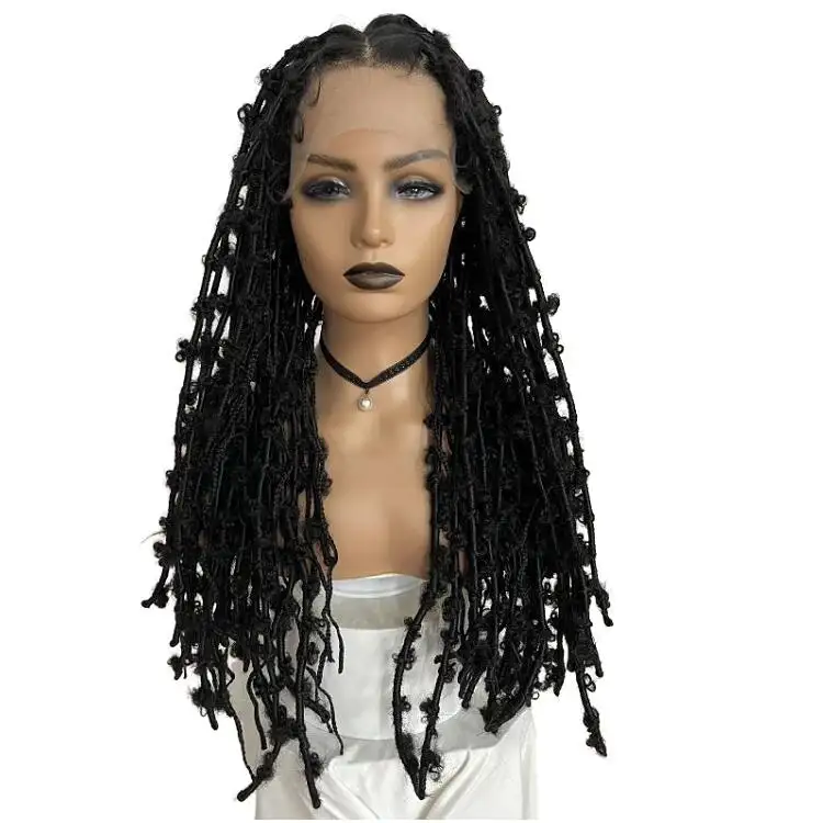 Full Lace Front Butterfly locs Wig Braided Wigs for Women Synthetic Hair Faux Dreadlock Loc Wig