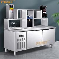 Comptoir de bar pour salon de thé chinois, station de cocktails, évier en acier inoxydable, table de travail pour bar à eau, comptoir à bubble tea