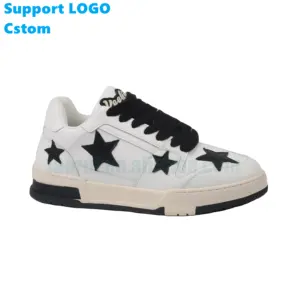 OEM factory original brand customized logo genuine leather retro OG low top thick sole black and white men's casual style shoes