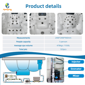 Vente directe d'usine Bain à remous extérieur de luxe pour 5 personnes Spa Jacuzzier avec pompe à chaleur d'<span class=keywords><strong>hydromassage</strong></span> pour Villa Jardin Hôtel - Product Image 3
