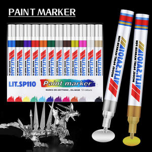 Juego de 12 Colores Soododo, rotuladores permanentes de bajo olor, pintura blanca, pintura para muebles, azulejos, aceite, marcadores de <span class=keywords><strong>tiza</strong></span>, cepillo plano para papel - Product Image 3