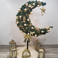 Arbre de Noël artificiel géant en forme de croissant de lune, arbre de lune du Ramadan, arbre de lune de l'Aïd pour la décoration de la maison