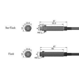 Sensor de proximidad de larga distancia M8 con diámetro de 2 mm/4 mm, 10-30 V CC, 2 hilos, inducción industrial, IP67, detección de metal por inducción - Product Image 3