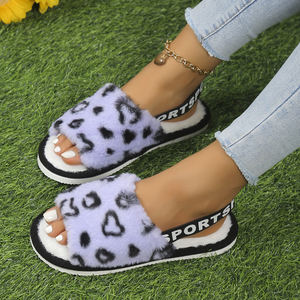 Pantuflas Planas de Invierno para Mujer, Cálidas, de Felpa, con Punta Abierta, Antideslizantes, con Entresuela de EVA, Ligeras, Suaves y Transpirables - Product Image 2