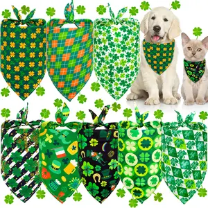 Free Sample Personalize Four-Leaf Clover Pet Bandana For Dogs Scarf Logo Printed Triangle Bandana Dog Scarf Neckerchief