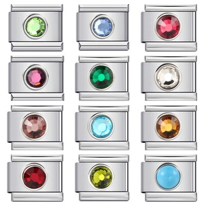 Round Colored Stone Stainless Steel Modular <b>Bracelet</b> Links For <b>Bracelet</b> Making 8mm Round Shape Jewelry Findings Components - Product Image 1