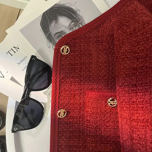 Noir petit parfum <span class=keywords><strong>manteau</strong></span> court 2025 nouveau printemps et automne mince Tweed à manches longues haut vestes pour femmes - Product Image 3