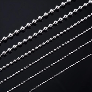 Collier ras du cou en acier inoxydable avec chaîne à billes rondes, accessoires de bijoux pour femmes et hommes, étanche, couleur argent - Product Image 2