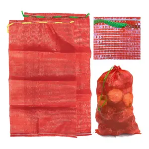 PP-bolsa de malla para embalaje de cebolla roja, 50x80cm, reciclada, para leña de patatas, 25kg, 10kg