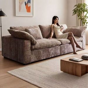 Ensemble modulaire en forme de L en tissu rembourré d'éponge, convertible, pour usage familial MYUZ, avec design nuage - Product Image 3