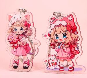 Custom Double Sided UV Printed Plastic <b>Anime</b> Charms Braided Design Eco-friendly & Hard-Wearing Digital Photo <b>Keychain</b> - Product Image 5