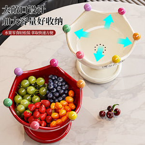 Fruit Platter Irregular Shape With Stand Creamy White Bean Green Wine Red Solid Color Party Dishes & Plates - Product Image 1