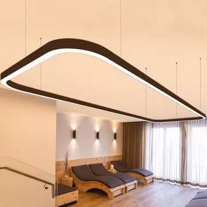 Modern Art Design Energy Saving Aluminum Profile Indoor <b>Lighting</b> Linkable Oval Rectangle <b>LED</b> Pendant Light Hanging Ceiling - Product Image 2