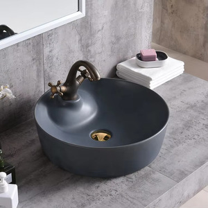 Bodasheng-Lavabo intégré en céramique à bords dorés pour la maison, l'hôtel, le bureau, l'art de la salle de bain de luxe avec style hôtelier - Product Image 5
