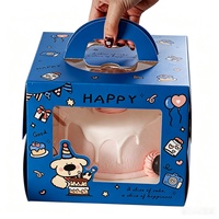 Boîte à gâteau d'anniversaire avec fenêtre transparente en PET, poignée portable, emballage cadeau pour les fêtes, impression de logo personnalisée, emballage pour desserts, pâtisserie, boulangerie