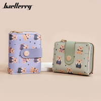 Dompet Pendek Wanita Baru Baellerry Pola Beruang Kartun Lucu Kancing Tekan Ritsleting Dompet Kulit PU Grosir Dompet untuk Wanita