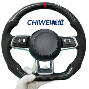 Pour VW <span class=keywords><strong>Golf</strong></span> MK7 GTI/GTS/R-Line Polo/Scirocco <span class=keywords><strong>GTD</strong></span>/GTE/GLI CC/Jetta commande de volant en cuir de Fiber de carbone Fit - Product Image 4