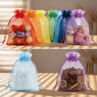 Sacs en organza personnalisés avec cordon de serrage 10x15cm, petite pochette cadeau, emballage pour bijoux et boucles d'oreilles, couleur unie, fabrication chinoise, modèle QJ-DB-045