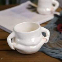 L Funny Fat Big Belly Mug Cute Tasse en céramique Tasses à café thé lait originales faites à la main avec poignée