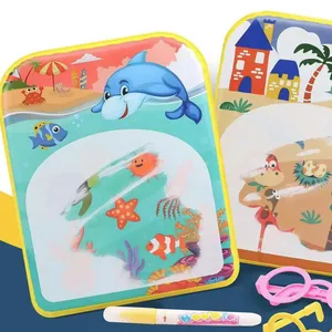 Tapete aquático com mudança de cor, livro de desenho infantil, livro de pintura aquática, brinquedo divertido para banho de bebês, preço baixo
