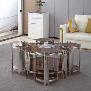 Mesas de centro modernas de lujo nórdicas redondas irregulares de <span class=keywords><strong>Metal</strong></span> pequeñas de centro movibles para sala de estar muebles de mesa de mármol - Product Image 3