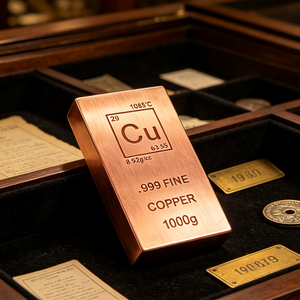 Lingote de cobre cepillado de 1000g, barra de cobre para colección de metales - Product Image 1