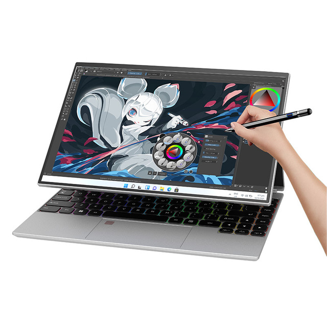 2 in 1 New Brand Video White Foldable windows Touchscreen  Folding in Laptop Price Touch Editing Label Laptops Keyboard  14 Inch
