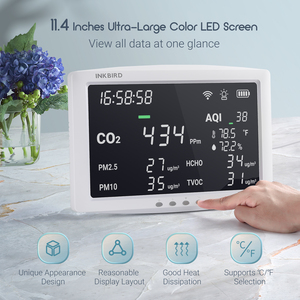 INKBIRD IAQM-128W Moniteur de qualité de l'air 8-en-1 pour CO2/PM2.5/PM10/TVOC/HCHO/AQI/température/humidité IAQM-128W Air ambiant extérieur - Product Image 2