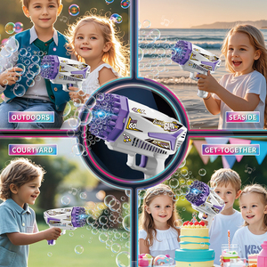Machine à bulles électrique multifonctionnelle à 60 trous, pistolet à bulles haute densité pour les tout-petits et les enfants, jeux en plein air - Product Image 4