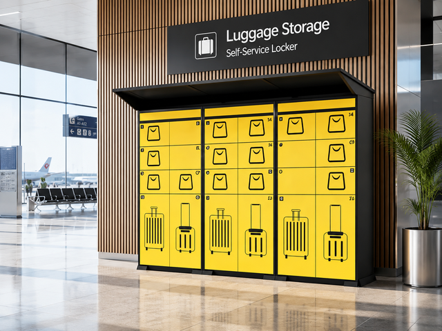 Smart Luggage Locker for Airport & Station, Waterproof Outdoor Parcel Box with APP Control, Plug & Play Storage Cabinet