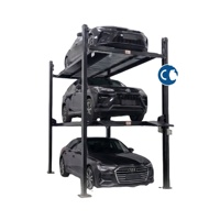 Système de stationnement hydraulique à quatre poteaux SHIN Innovation PFPS25/25/1800 certifié CE, capacité 2500 kg, 3 niveaux, pour 3 voitures à domicile