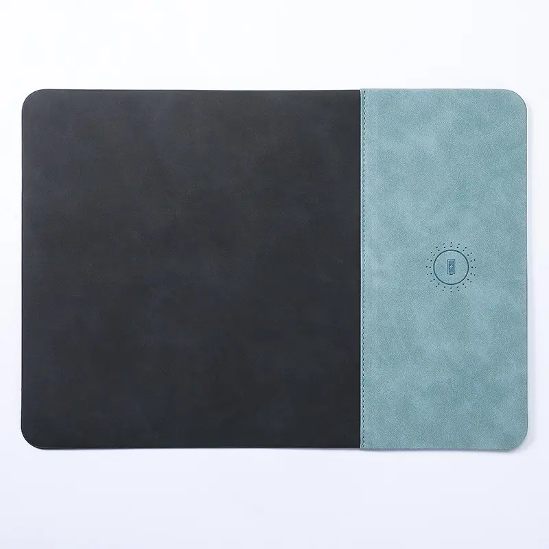 New Design 15W Wireless Mobile phone Charging Mousepad Multi-function PU Leather Mouse Pads Mat With Customize Logo