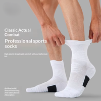 Chaussettes de sport haut de gamme pour hommes, en tissu éponge, antidérapantes, séchage rapide, pour la course en extérieur, mi-hautes, modèle Elite, vente en gros