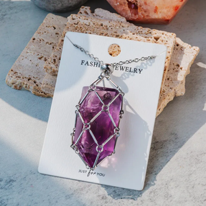 Collier en bambou tressé avec pendentif en <span class=keywords><strong>pierre</strong></span> de cristal naturel et métal, idéal pour un cadeau - Product Image 3