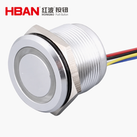 Interrupteur à bouton-poussoir HBAN Micro-travel IP65 16/19/22mm avec anneau LED et fils, momentané, en acier inoxydable pour micro-interrupteur industriel