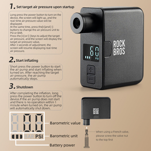 ROCKBROS-Mini <span class=keywords><strong>compresseur</strong></span> de gonfleur d'air <span class=keywords><strong>pour</strong></span> vélo électrique, portable, sans fil, automatique, professionnel, extérieur - Product Image 5
