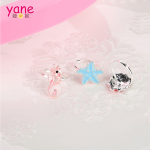 Fashion Alloy Hot Sale Factory Price Seahorse Starfish <strong>Conch</strong> Set Fashion <strong>Ring</strong> for Baby Girls Metal Plastic Jewelry Finger <strong>Ring</strong> - Product Image 6