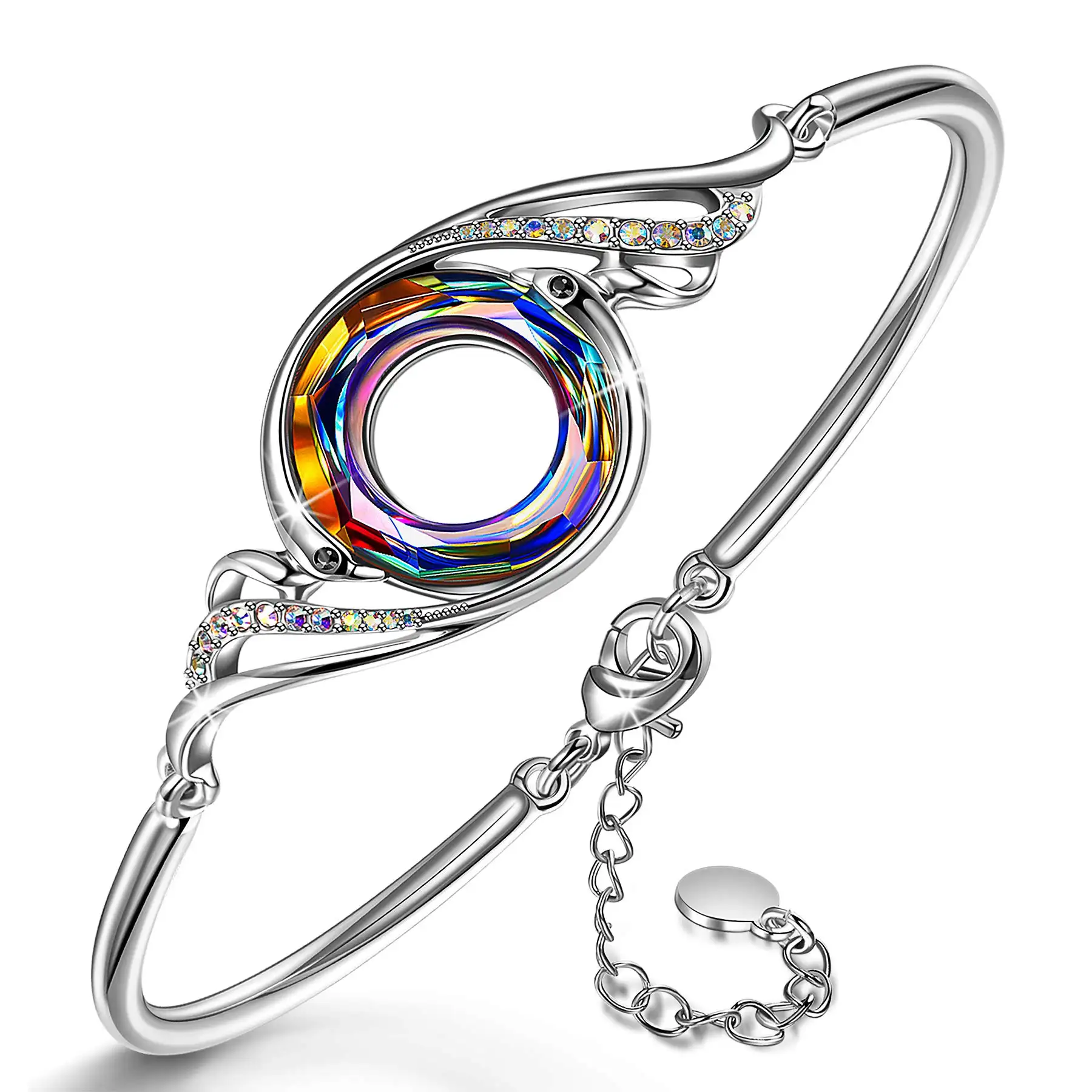Nirvana of Phoenix Bracelet Creative Design Symbolizes Fortune and Renewal Crystals Bangle