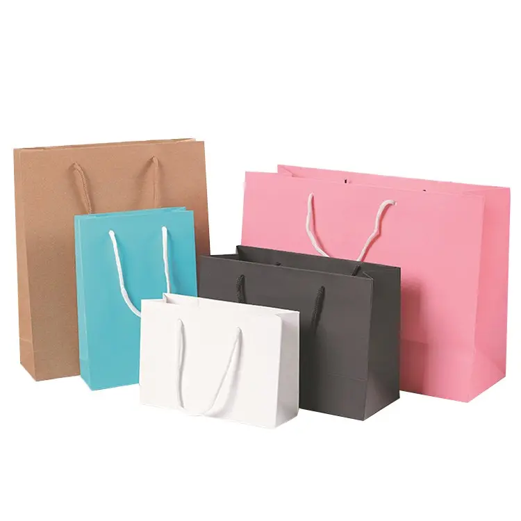 Vendita calda moda Design personalizzato Logo stampa Eco Friendly Shopping Packaging sacchetti di carta in cartone con manici