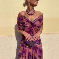 Nouvelle Robe Longue Maxi Femme 2026 en Chiffon Imprimé Floral Abstrait, Épaules Dénudées, Froncée, Style Bandeau, Vente en Gros