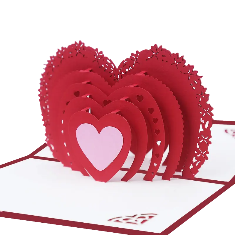 Love 3D Pop Up Wedding Invitation Card Heart Valentine der Day Card