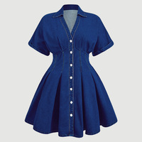 Robe en jean grande taille de haute qualité à manches courtes pour femme