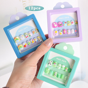 Accessoires de dessin animé d'animaux mignons, <span class=keywords><strong>faux</strong></span>-<span class=keywords><strong>ongles</strong></span>, <span class=keywords><strong>ongles</strong></span> artificiels, couverture complète pour enfants - Product Image 1