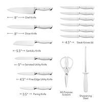 TOALLWIN De Cocina Couteaux de cuisine professionnels Cuchillos Accessoires Ensemble de couteaux de chef japonais blanc Ensemble de couteaux de cuisine avec bloc